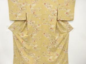 流水に枝花模様　小紋着物